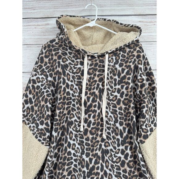 Jade by Jane Animal‎ Print Fuzzy Sleeve Oversized Hoodie Women's Size 1X Brown - Picture 3 of 10